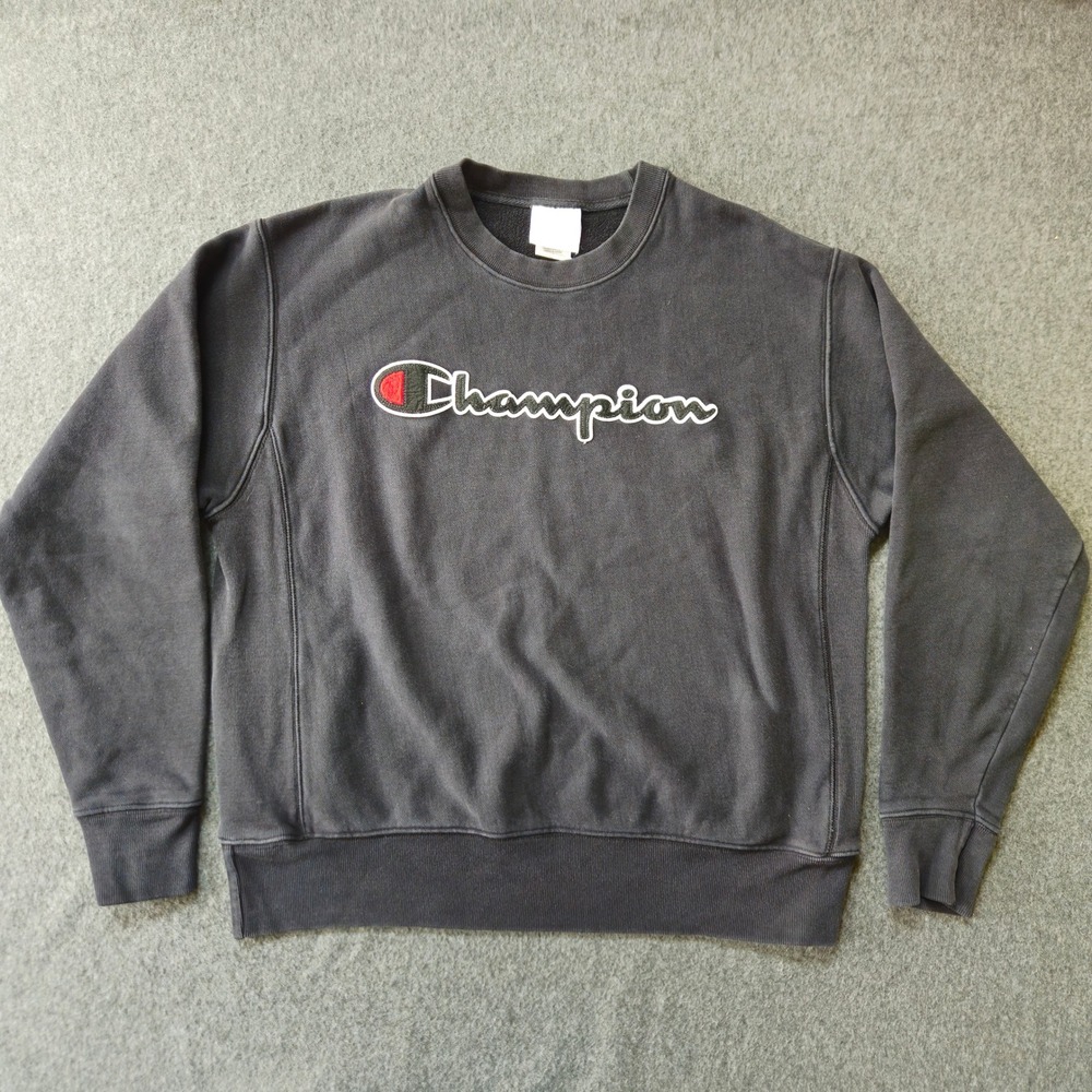 Vintage Champion Reverse Weave Sweatshirt Mens Large Black Wash Logo 90s Y2K